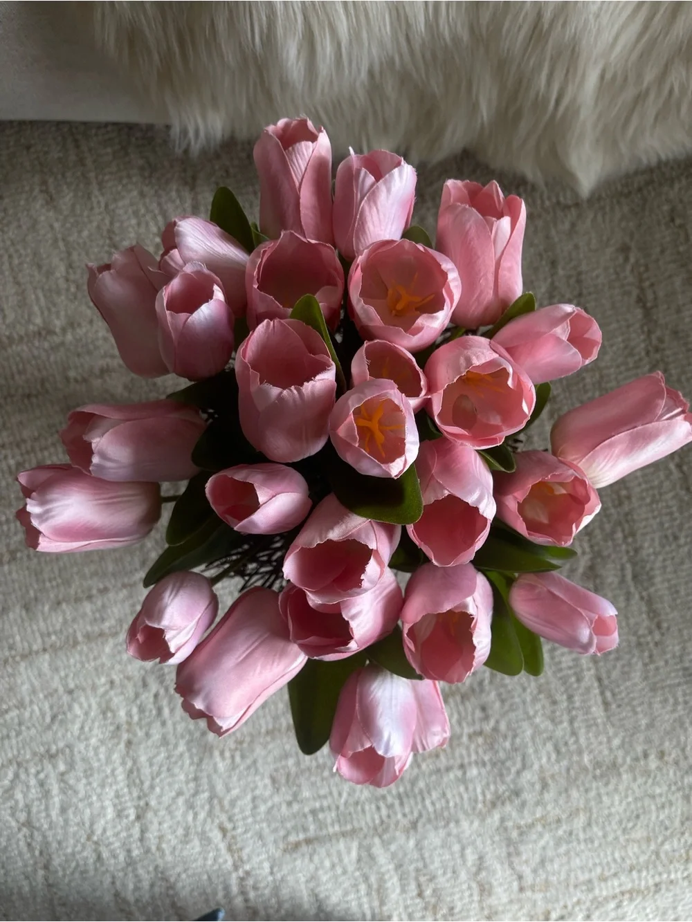 Pink Tulip Bouquet in Rustic Twig Arrangement